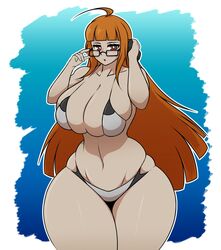 1girls aged_up alternate_ass_size alternate_body_type alternate_breast_size atlus big_breasts bikini breasts breasts_bigger_than_head brown_eyes female female_only glasses hourglass_figure huge_breasts huge_thighs large_breasts long_hair megami_tensei orange_hair persona persona_5 sakura_futaba takano_(artist) thick_thighs voluptuous wide_hips rating:Questionable score:128 user:Weegee334