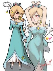 blonde_hair breasts dress female hair_over_one_eye hypnosis mario_(series) nintendo princess_rosalina red_eyes super_mario_galaxy tagme white_skin yamino_ekakinin rating:Questionable score:79 user:Bylethlover