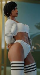 1girls 3d abs bleached bleached_clothing clothing dark-skinned_female lingerie muscular muscular_female overwatch pharah pose raceplay tanuking3d rating:Explicit score:251 user:brownmommies