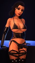 3d big_breasts bioshock bioshock_infinite black_hair blue_eyes breasts busty darklulbird elizabeth_comstock eyeshadow female female_focus female_only hourglass_figure large_breasts lipstick long_hair makeup pinup pinup_pose standing strap-on tagme wide_hips rating:Explicit score:14 user:droid377