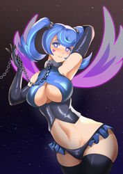 1girls black_corset black_panties blue_angel blue_angel_(yu-gi-oh) blue_eyes blue_hair breasts chain_leash collar corset elbow_gloves face_tattoo gloves haryu_(artist) haryudanto heart-shaped_pupils heart_tattoo hypnosis large_breasts leash looking_at_viewer midriff mind_control navel panties slave tattoo thighhighs twintails yu-gi-oh! yu-gi-oh!_vrains zaizen_aoi rating:Questionable score:53 user:267er