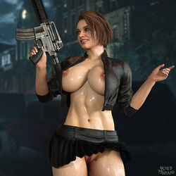 1girls 3d abs areolae athletic athletic_female bare_midriff big_breasts blue_eyes breasts breasts_out brown_hair busty capcom cropped_jacket erect_nipples female female_focus female_only going_commando hourglass_figure jacket jill_valentine jill_valentine_(sasha_zotova) labia large_breasts microskirt miniskirt muscle_tone navel nipples nordfantasy pussy resident_evil resident_evil_3 resident_evil_3_remake short_hair skimpy skimpy_clothes skirt sleeves_rolled_up solo standing tagme toned toned_female vagina wide_hips rating:Explicit score:56 user:droid377