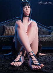 1girls 3d arm_tattoo black_hair black_nail_polish black_nails blender bottomwear charlotte_(fortnite) clothed clothing couch detailed_background feet female female_focus female_only fortnite glowing glowing_eyes lewdrex light-skinned_female light_skin looking_at_viewer on_floor pillow pillows presenting presenting_feet sandals shoes sitting skirt solo solo_female solo_focus tattoo tattooed_arm topwear watermark rating:Explicit score:74 user:mango05