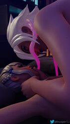 2girls 3d blender female female_only fortnite highwire_(fortnite) mizuki_(fortnite) white_hair yuri rating:Explicit score:19 user:Xnusperli