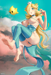 1girls barefoot bikini blonde_hair blue_eyes choker crown earrings feet floating long_hair luma magic_wand mario_(series) micro_bikini nintendo princess_rosalina purple_nails soles super_mario_galaxy swimsuit toes ultrabinou rating:Explicit score:137 user:Sokar