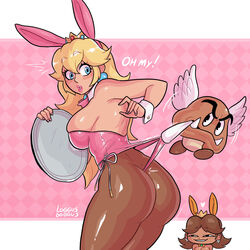 blonde_hair bunny_costume bunny_ears bunny_girl bunny_tail bunnysuit crown dick_sucking_lips goomba large_ass loggus_doggus long_hair luscious_lips mario_(series) nintendo pantyhose paragoomba pink_bunnysuit playboy_bunny princess princess_daisy princess_peach shocked shocked_expression sideboob thick_thighs tiara wedgie rating:Questionable score:139 user:Log_draws