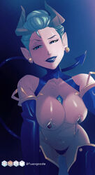 1girls big_breasts blue_eyes covered_nipples disney earrings female female_focus female_only fuax_goode green_hair huge_breasts light-skinned_female light_skin looking_at_viewer mature_female milf mother odalia_blight pasties pointy_ears skull_earrings straight_hair succubus succubus_horns succubus_tail the_owl_house voluptuous voluptuous_female rating:Explicit score:78 user:YggBraz11