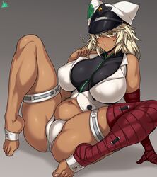 1girls :o alternate_breast_size arc_system_works arm_support bandage bandaged_arm bandaged_leg bandages bare_shoulders belly big_breasts blonde_hair blush breasts dark-skinned_female dark_skin guilty_gear guilty_gear_strive hat jmg large_breasts micro_shorts navel paid_reward_available parted_lips platinum_blonde_hair plump ramlethal_valentine reupload short_shorts shorts sitting skindentation sleeveless slightly_chubby spread_legs stomach thick_thighs thigh_strap undershirt vest yellow_eyes rating:Questionable score:88 user:deleted107113