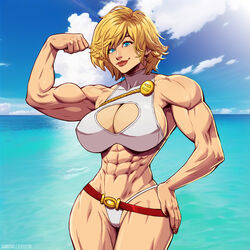 1girls abs absurd_res belt belt_buckle big_breasts bikini blonde_hair blue_eyes breast_grab cleavage cleavage_cutout danusko dc dc_comics elee0228 female female_only flexing_bicep hi_res huge_breasts kara_zor-l large_breasts muscles muscular muscular_female power_girl solo solo_female superman_(series) rating:Questionable score:81 user:gougetsu00