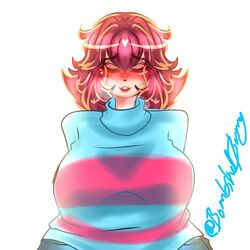 2023 big_breasts brown_hair closed_eyes female_only frisk tagme twitter undertale undertale_(series) rating:Questionable score:35 user:Miguel16310