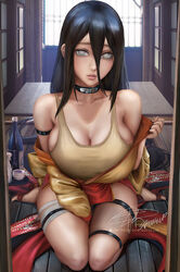 1girls bare_shoulders big_breasts blush boruto:_naruto_next_generations bottle breasts brown_hair choker clavicle cleavage clothed_female clothing clothing_pull collarbone drink female female_only front_view grey_eyes huge_breasts hyuuga_hanabi indoors kimono kneeling knees_together_feet_apart konohagakure_symbol light-skinned_female light_skin long_hair looking_at_viewer low-tied_long_hair low_ponytail naruto naruto_(series) neckwear no_bra offering offering_to_viewer on_knees parted_lips ponytail presenting presenting_breasts pulled_by_self sake sake_bottle sandals seiza sliding_doors solo solo_focus supullim tank_top tease teasing thick_thighs tied_hair top_heavy topwear undressing very_long_hair voluptuous wide_hips yukata rating:Questionable score:107 user:Giganto