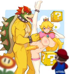 1girls 2boys ?_block blonde_hair blurry blurry_foreground blush bowser bracelet breasts crown elbow_gloves erection female fire_flower furry gloves grin hat highres jewelry large_breasts long_hair looking_at_another male mario mario_(series) measuring_penetration_depth multiple_boys navel netorare nipples one_eye_closed penis pose princess_peach red_hair red_headwear rezodwel smile spiked_anklet spiked_bracelet spikes split standing standing_on_one_leg standing_split star super_mario_bros. thighhighs turtle_shell uncensored v white_gloves white_thighhighs wink rating:Explicit score:460 user:bot