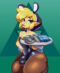 1boy ball_bulge blonde_hair blush bulge bunny_ears bunnysuit detached_collar femboy fortnite fortnite_card freckles hand_on_hip hi_res huge_thighs latex link looking_at_viewer male male_only neck_ribbon nintendo pantyhose penis_bulge pointy_ears smutstrut solo the_legend_of_zelda thick_thighs toon_link tray v-bucks wrist_cuffs rating:Questionable score:91 user:!nner$elf89