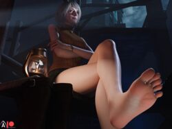 3d asagamiyo ashley_graham ashley_graham_(ella_freya) barefoot blonde_hair capcom feet female foot_fetish foot_focus looking_at_viewer orange_jacket plaid_skirt presenting_feet resident_evil resident_evil_4 resident_evil_4_remake short_hair sitting skirt soles tagme toes video_games rating:Questionable score:160 user:the123456