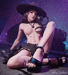 1girls 3d areolae blender bottomwear breasts choker covered_nipples covering covering_breasts detailed_background ear_piercing earrings epic_games feet feet female female_focus female_only fortnite half-dressed half_naked hat headwear jean_shorts leg_tattoo lewdrex light-skinned_female light_skin looking_at_viewer medium_breasts necklace nipples nose_piercing octopus on_floor pants phaedra_(fortnite) piercing piercings pose posing presenting presenting_breasts presenting_penis shoes shorts sitting small_breasts smile smiling solo solo_female solo_focus spread_legs tattoo tattoos topless watermark rating:Explicit score:28 user:mango05