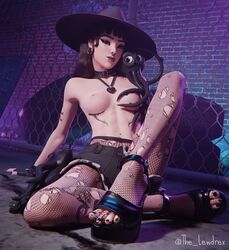 1girls 3d areolae blender bottomwear breasts choker covered_nipples covering covering_breasts detailed_background ear_piercing earrings epic_games feet feet female female_focus female_only fishnet fishnet_legwear fishnet_stockings fishnets fortnite half-dressed half_naked hat headwear jean_shorts leg_tattoo legwear lewdrex light-skinned_female light_skin looking_at_viewer medium_breasts necklace nipples nose_piercing octopus on_floor pants phaedra_(fortnite) piercing piercings pose posing presenting presenting_breasts presenting_penis shoes shorts sitting small_breasts smile smiling solo solo_female solo_focus spread_legs tattoo tattoos topless watermark rating:Explicit score:83 user:mango05