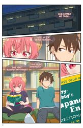 1boy 1girls annoyed annoyed_expression apartment apartment_building book bookshelf brown_hair brown_hair_male canon_couple comic_page comic_panels curled_horns cute dictionary dot_mouth dragon_girls eyes falling_in_love feigning_innocence female greatm8 hair height_difference holding_book holding_object horns ilulu_(dragon_maid) indoors jeans kobayashi-san_chi_no_maidragon large_breasts looking_at_another male matching_hair/eyes miss_kobayashi's_dragon_maid neoteny nervous night open_book panels pink_eyes pink_hair pink_hair_female poker_face raised_eyebrows reading round_eyes secretly_loves_it sharp_teeth shorter_female shy side_eye small_but_busty socks taketo_(dragon_maid) white_socks wide_eyed wooden_floor yellow_horns rating:Questionable score:256 user:LORGAN