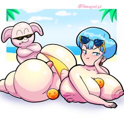 beach big_ass big_breasts bulma bulma_briefs buttjob covered_buttjob dragon_ball dragon_ball_(object) dragon_ball_super dragon_ball_z francyart34 milf oolong size_difference visible_nipples rating:Explicit score:174 user:Francyart34