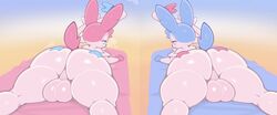 2023 2anthro 2boys 2femboys anthro ass balls beach beach_towel bedroom_eyes big_ass big_butt blue_body breedable edit edited femboy frumples furry furry_male generation_6_pokemon gradient_background huge_ass large_ass looking_at_viewer looking_back looking_back_at_viewer lying male male_focus male_only multicolored_body multicolored_skin nintendo pink_body pokemon seductive shiny_pokemon shiny_sylveon sylveon tail thick thick_ass thick_thighs thighs third-party_edit white_fur wide_hips rating:Explicit score:87 user:The_big_boned_Alex