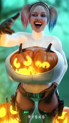 1girls 3d 3d_(artwork) batman_(series) big_ass big_breasts busty cosplay dc dc_comics eyes female female_only fit fit_female halloween harley_quinn hips hourglass_figure huge_breasts injustice_2 jack-o'-lantern large_breasts legs light-skinned_female light_skin lips makeup power_girl_(cosplay) rysketches solo thick thick_legs thick_lips thick_thighs thighs villain villainess voluptuous wide_hips rating:Questionable score:25 user:ShadowPain