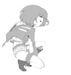 1girls 2d bangs bending_forward bent_forward blunt_bangs blush blush_lines boots clothed clothing crouching embarrassed euf euf-dreamer eyebrows eyebrows_visible_through_hair eyelashes eyes_closed female footwear frisk greyscale holding_knife human leaning leaning_forward legs looking_forward medium_hair monochrome open_mouth panties pattern_clothing ripped_clothes ripped_clothing shorts side_view slim sweater tagme thighs topwear torn_clothes undertale undertale_(series) underwear white_background rating:Questionable score:21 user:Stranger_14