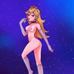  1girls big_breasts blonde_female blonde_hair blue_eyes breasts cacpillow crown female female_only gloves gloves_(marking) lipstick mario_(series) naked nintendo nipples pink_lipstick pink_nipples princess_peach socks socks_(marking) solo standing super_mario_bros._(2023_film)  rating:explicit score: user:chloroformc3