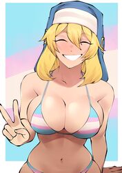 1girls bikini blonde blonde_female blonde_hair bra bridget bursting_breasts cleavage closed_eyes commission female female_only flytrapxx grin guilty_gear large_breasts lgbt_pride medium_hair peace_sign pride_color_accessory pride_color_clothing rule_63 sideboob skindentation smile solo swimsuit toothy_grin transgender_pride_colors v rating:Questionable score:831 user:ImperiousRex