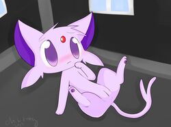 blush chibitracy color espeon female female_only feral fur indoors nintendo nude pokemon purple_eyes purple_fur solo tagme vulva rating:Explicit score:5 user:bot