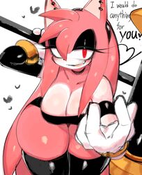 amy_rose anthro big_ass big_breasts cleavage ear_piercing eyeliner eyeshadow furry goth hammer looking_at_viewer pink_body red_eyes solo sonic_(series) thick_thighs usa37107692 rating:Questionable score:154 user:Zenix_01