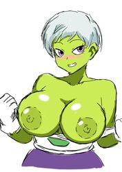 alien big_breasts blush cheelai dragon_ball dragon_ball_super dragon_ball_super_broly female female_alien female_only green_skin momiji_(artist) nipples purple_eyes short_hair simple_background smile white_background white_hair white_hair_female rating:Explicit score:68 user:Berd151