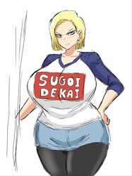 1girls android_18 blonde_hair blue_eyes dragon_ball female female_only fully_clothed momiji_(artist) sketch solo solo_female sugoi_dekai white_background rating:Explicit score:54 user:Berd151