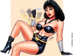 1girls abs absurdres alternate_costume alternate_version_available amazon artist_name artist_signature biceps big_breasts biker_shorts black_boots black_bra black_clothing black_gloves black_hair black_shorts blocking blue_eyes bracelets bullets cleavage dc dc_comics dialogue dialogue_bubble diana_prince ear_piercing female female_focus female_only fully_clothed hand_on_ground high_heel_boots highres hola leather_boots leather_bra leather_clothing leather_gloves leather_shorts light-skinned_female long_hair looking_at_viewer navel pierced_ears pose red_lips sitting skimpy skimpy_clothes smile smiling smiling_at_viewer solo solo_female solo_focus spanish_text sparkietheartist star_earrings text text_bubble thick_thighs tiara wide_hips wonder_woman wonder_woman_(series) rating:Safe score:14 user:TheHornyImp