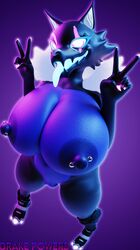 anthro breasts breasts_out drakepowers female female_only fortnite fortnite:_battle_royale furry_breasts furry_ears furry_female furry_only highwire_(fortnite) pack_leader_highwire piercing purple_body pussy rating:Explicit score:94 user:DrakePowers