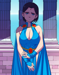 1girls big_breasts blue_clothing blue_eyes blue_outfit breasts cleavage cleavage_cutout dc dc_comics female female_only frown frowning frowning_at_viewer fully_clothed grey_skin jewelry large_breasts looking_at_viewer pillar pillars purple_hair rachel_roth raven_(dc) sad short_hair solo solo_female solo_focus teen_titans thighs tired tired_eyes triplexmile unsure rating:Safe score:90 user:UberPhantom1115