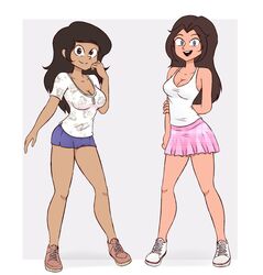 2girls adventures alternate_version_available anna_vallejo breasts brown_hair cleavage drawsoyeah elizabeth_monaco female female_only latina skirts tank_top teenager tight_shorts rating:Questionable score:28 user:SuperZaiyan