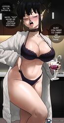 black_nails bra chichi choker dialogue dragon_ball dragon_ball_super drunk echosaber female hiccuping hourglass_figure lingerie nail_polish panties solo thick_thighs wine_glass rating:Questionable score:393 user:Freezer88