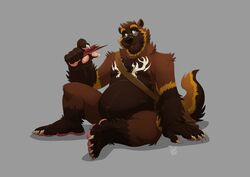  anthro avoid_posting digital_media_(artwork) fur furrybob gulonine male mammal mustelid musteline simple_background solo wolverine  rating:safe score: user:bot