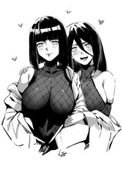 2girls armwear asian asian_clothing asian_female bare_shoulders big_breasts black_and_white blush bob_cut bodysuit boruto:_naruto_next_generations busty cleavage clothed clothing club3 cute female female_focus female_only fishnet fishnet_armwear fishnet_bodysuit fishnet_shirt fishnets fully_clothed heart hi_res high_resolution highres hyuuga_hanabi hyuuga_hinata kimono kimono_down kimono_pull large_breasts lips lipstick long_hair looking_at_viewer makeup mature mature_female medium_hair milf monochrome nanaya_(daaijianglin) naruto naruto_(series) open_mouth pinup pose posing shoulder_length_hair shounen_jump sideboob sisters skimpy skimpy_clothes smile smiling smiling_at_viewer tight_clothing voluptuous voluptuous_female white_background yukata rating:Questionable score:301 user:mantisprey