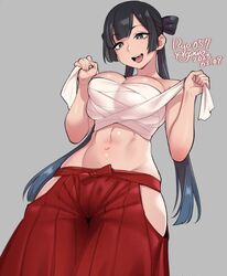 binding black_hair breast_bondage exposed_midriff hakama huge_breasts japanese_clothes ryo_agawa sarashi rating:Questionable score:71 user:Bloodyrose69