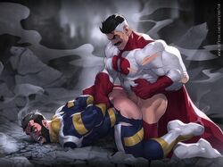 2boys anal anal_sex balls bara beard costume facial_hair gay hands_behind_back invincible luxuris male male_only moustache muscles muscular nolan_grayson omni-man open_mouth penis ripped_clothing sex superhero_costume the_immortal rating:Explicit score:89 user:Mr._Oh_No