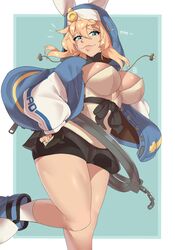 1girls belt big_breasts big_thighs blonde_female blonde_hair blue_eyes booty_shorts breasts bridget bunny_costume bunny_ears bunny_girl bunnysuit female female_focus female_only guilty_gear guilty_gear_strive hexprinxess hood hood_up hooded_jacket hoodie jacket rule_63 smile smiling solo solo_female thighs voluptuous voluptuous_female yellow_hair rating:Questionable score:194 user:Monbo