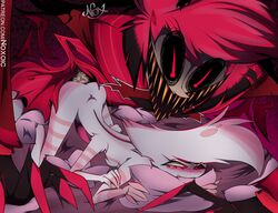 2boys alastor_(hazbin_hotel) angel_dust_(hazbin_hotel) arachnid ass biting_pillow demon doggy_style erection face_down_ass_up femboy fucking_horrifying gay hazbin_hotel horror male male_only noxoic penis pillow scary size_difference smile spider yaoi rating:Explicit score:43 user:FemboysAreLife