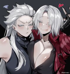 2girls asymmetrical_docking dante devil_may_cry female female_only huge_breasts kurenaiz1 rule_63 sisters vergil rating:Questionable score:191 user:marvyn