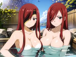 2girls ai_generated eden's_zero elsie_crimson erza_scarlet fairy_tail red_hair rating:Explicit score:60 user:blesseddo