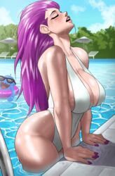 1girls absurdres big_ass clothing creatures_(company) curvaceous curvy echosaber female game_freak human jessie_(pokemon) large_breasts long_hair musashi_(pokemon) nintendo one-piece_swimsuit painted_nails pale_skin pokemon pokemon_(anime) pool purple_hair swimsuit swimwear thick_thighs voluptuous voluptuous_female wet wet_hair wide_hips wobbuffet rating:Questionable score:774 user:N33dForBr33d