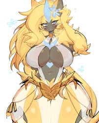 2020s 2023 anthro anthro_only big_breasts blonde_hair blue_eyes blush cleavage female female_only flower_in_hair furry game_freak hourglass_figure legendary_pokemon long_hair pokémon pokemon pokemon_(species) thunder_thighs usa37107692 yellow_hair zeraora rating:Safe score:103 user:GusFringer