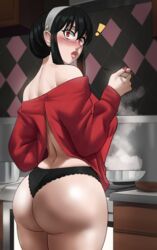 1girls absurdres ass big_ass big_breasts big_butt black_hair breasts cooking dat_ass echosaber female long_hair milf panties red_eyes spy_x_family sweater tagme thick_thighs yor_briar yor_forger rating:Questionable score:466 user:N33dForBr33d