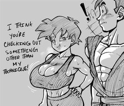 1boy 1girls abs athletic athletic_female big_breasts black_hair blush blushing breasts busty caught cleavage clothed clothing collarbone dragon_ball dragon_ball_z english_text female fingerless_gloves fit fit_female flirting flustered gi greyscale grin gym_clothes gym_uniform half-closed_eyes hand_on_hip hetero huge_breasts huge_tits_teen lips looking_at_another male midriff monochrome muscles muscular muscular_female muscular_male navel nipple_bulge pseudocel raised_eyebrows seductive_eyes shiny_skin shocked short_hair shorter_female smirk smug smug_face smug_grin son_gohan steam stomach sweat teasing teenage_girl teenager text tomboy videl workout_clothes workout_clothing rating:Explicit score:154 user:Bruh_just_work_already