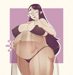 1girls big_belly big_breasts black_hair disney female fetal_movement glasses hand_on_pregnant_belly heterochromia huge_belly huge_breasts humanoid light-skinned_female light_skin lilith_clawthorne pointy_ears pregnant the_owl_house witch_(the_owl_house) yakiti rating:Explicit score:105 user:YggBraz11