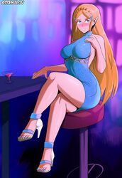 1girls assentlov bar_(place) bar_stool blonde_hair blue_dress blue_eyes breasts breath_of_the_wild crossed_legs dress hairclip halterneck hand_on_chest high_heels large_breasts long_hair nintendo painted_fingernails painted_toenails princess_zelda sleeveless sleeveless_dress the_legend_of_zelda wine wine_glass zelda_(breath_of_the_wild) rating:Questionable score:54 user:267er